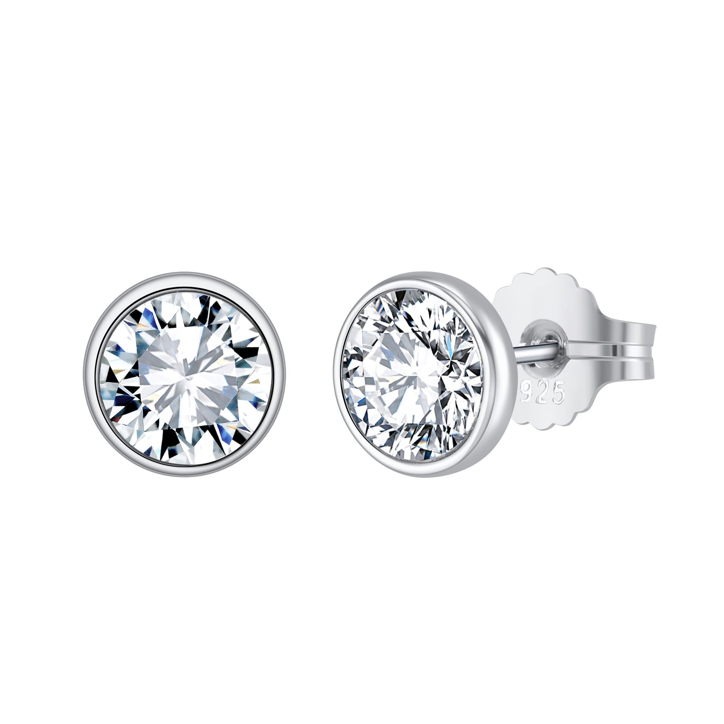 3.3 Carat Eteri Bezel Stud Earrings White Gold Vermeil