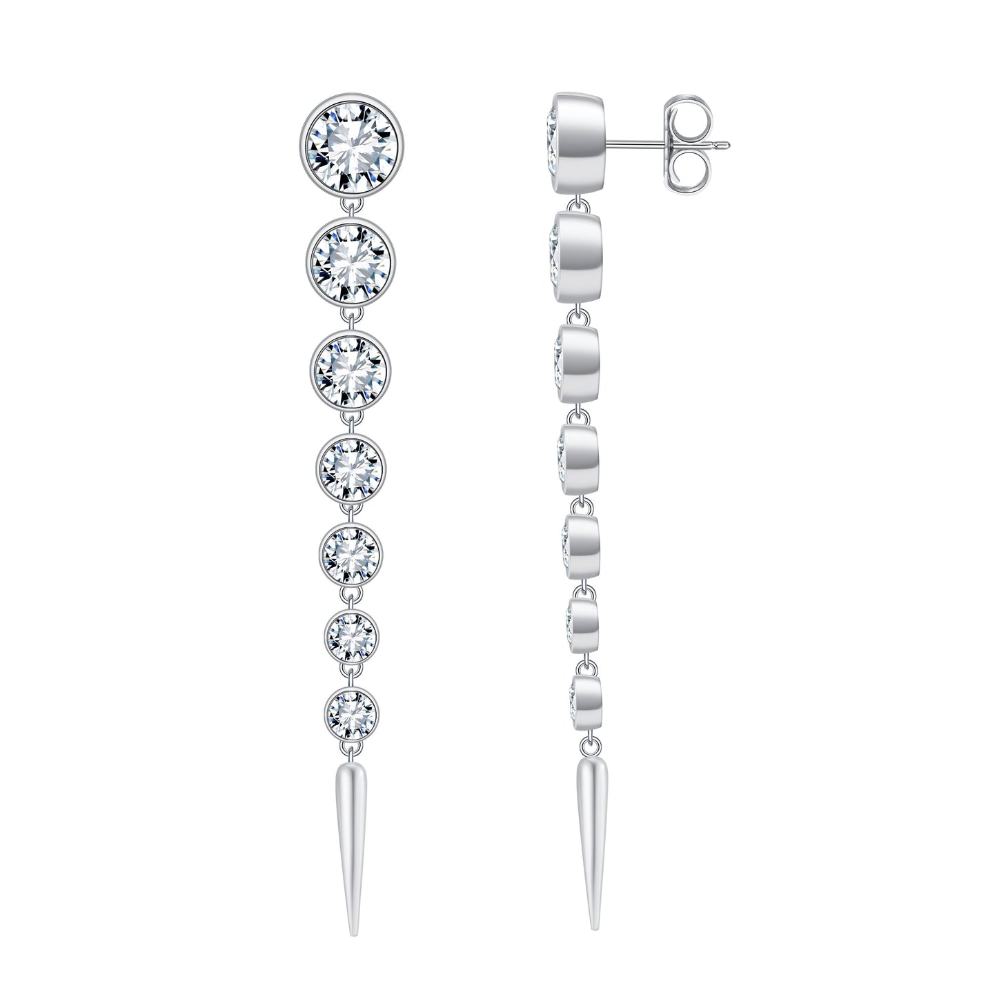 Eteri Long Earrings White Gold Vermeil