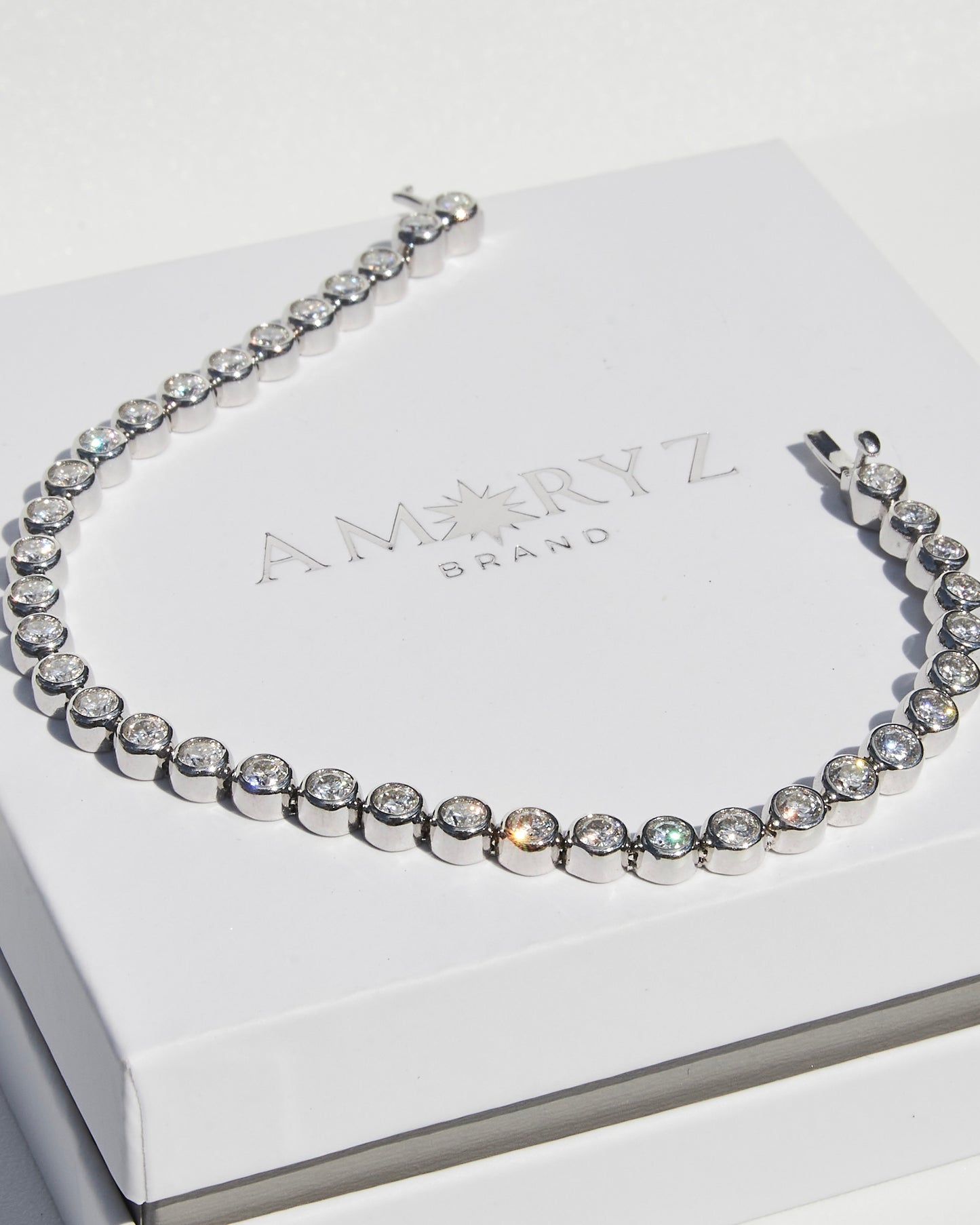 Eteri Tennis Bracelet White Gold Vermeil