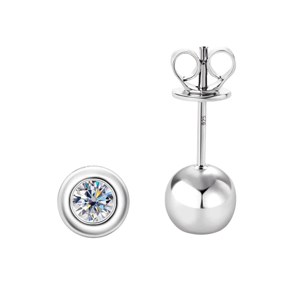 Eteri Mini Stud Earrings White Gold Vermeil