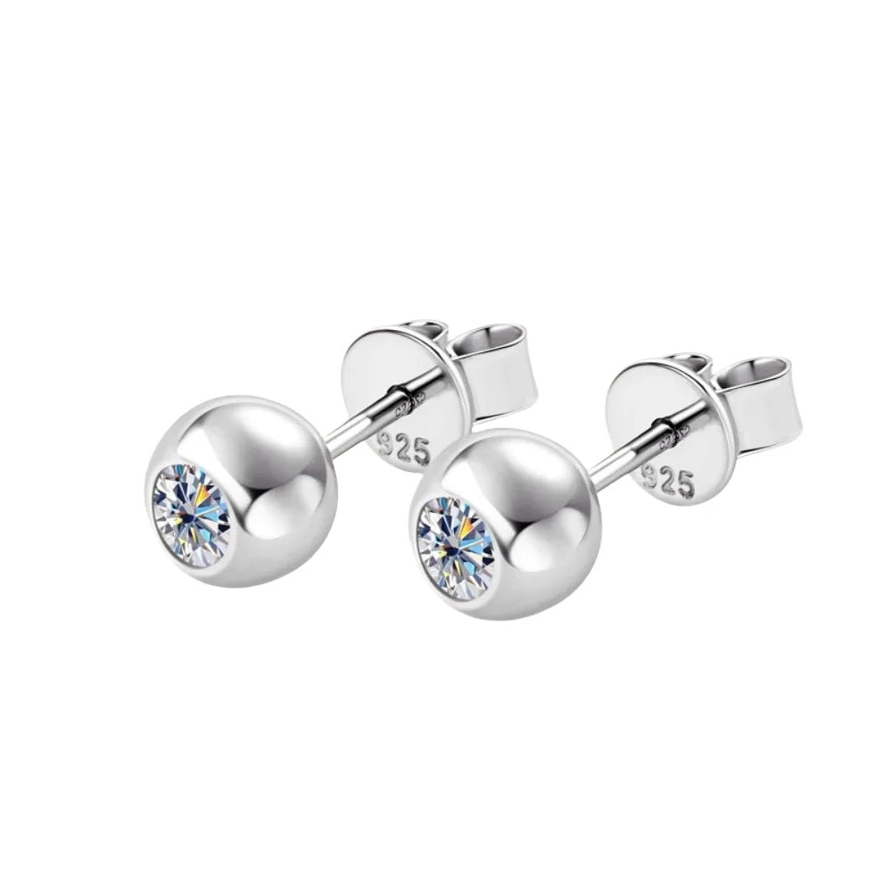 Eteri Mini Stud Earrings White Gold Vermeil