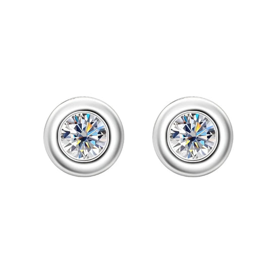 Eteri Mini Stud Earrings White Gold Vermeil